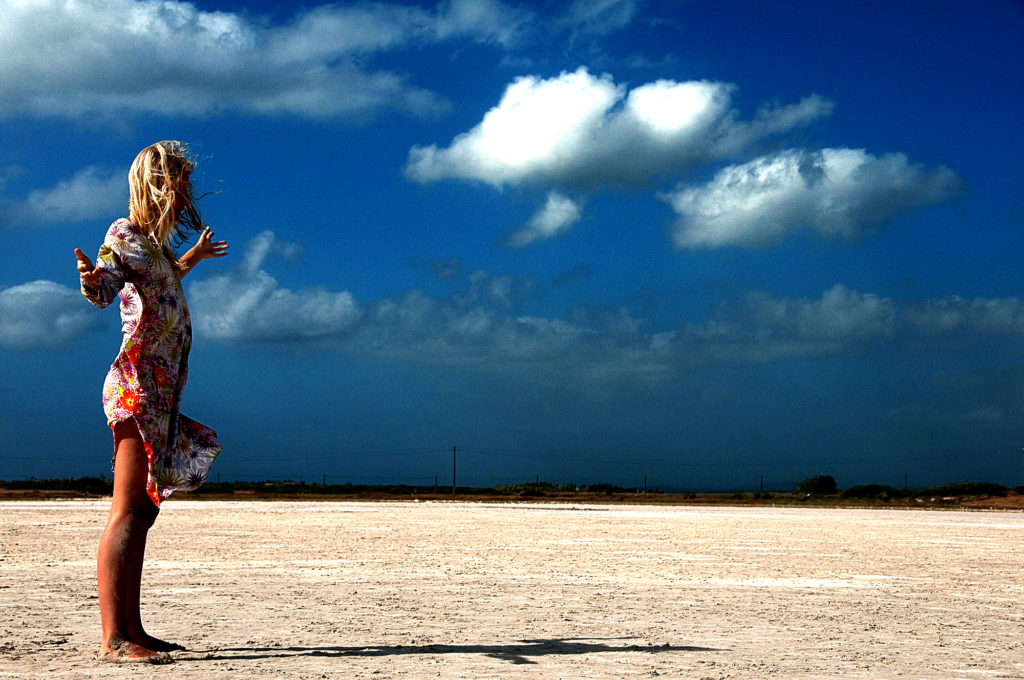 Walking meditation on the salt lake